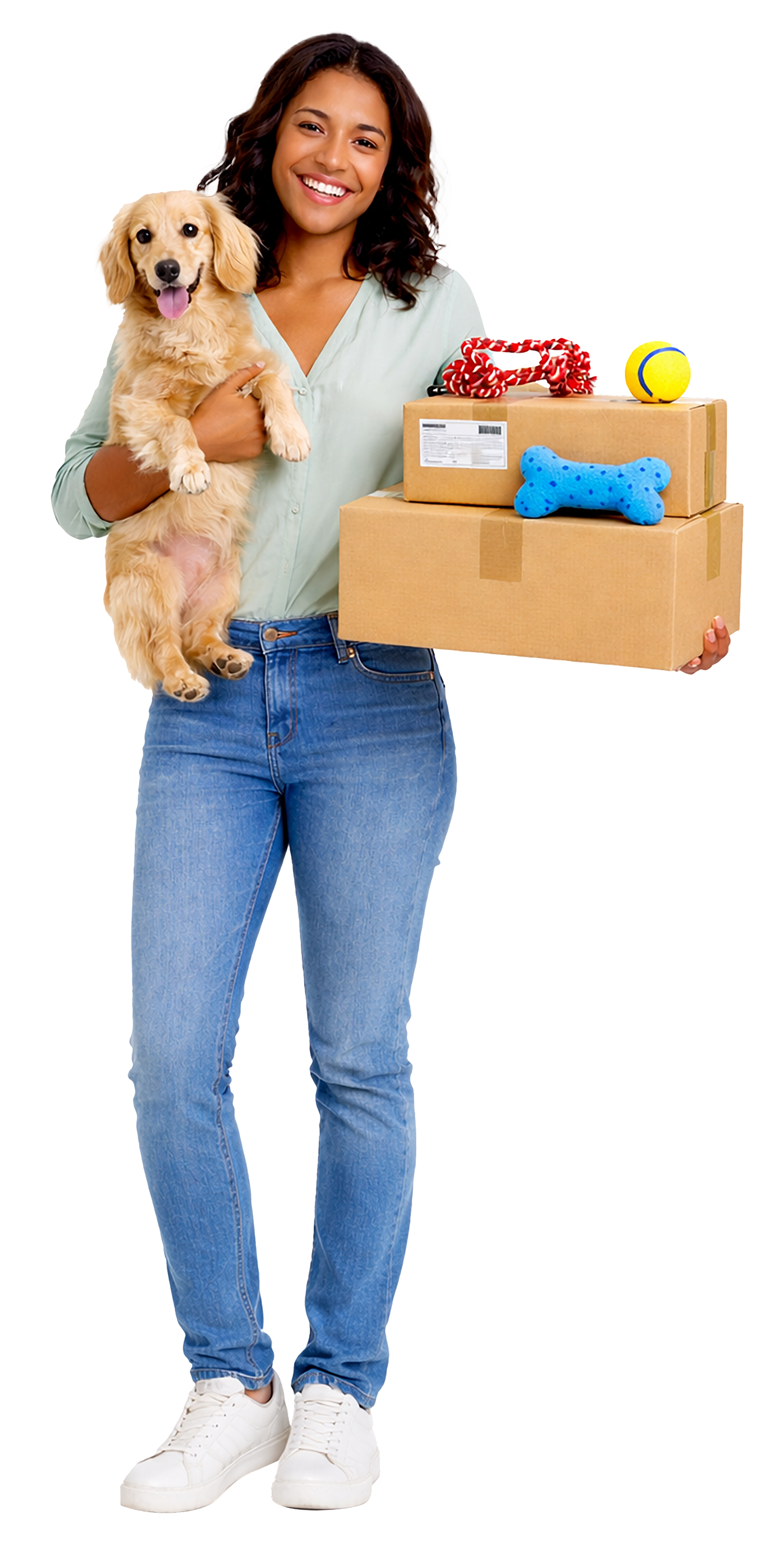 Chica con cajas