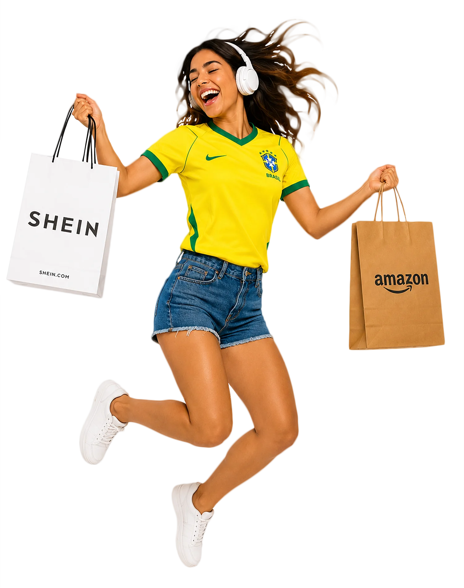 Chica feliz saltando